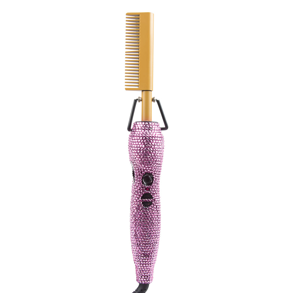 Hair Straightener Heating Comb with Rhinestone