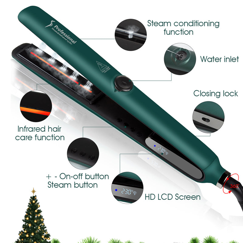 Professional Infrared Steam Hair Straightener Curler