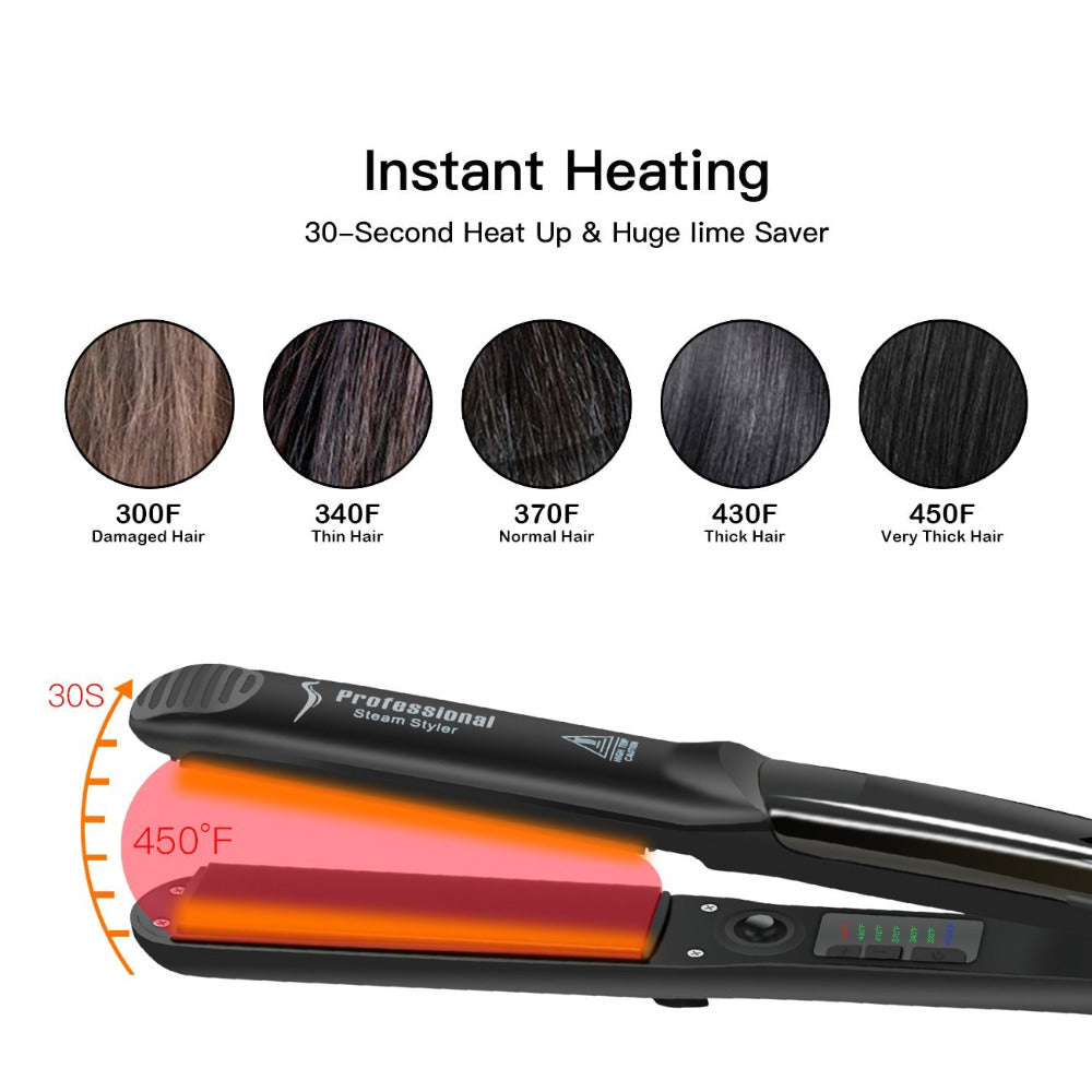 Steam Flat Iron Hair Straightener,salon pro professional steam hair straightener