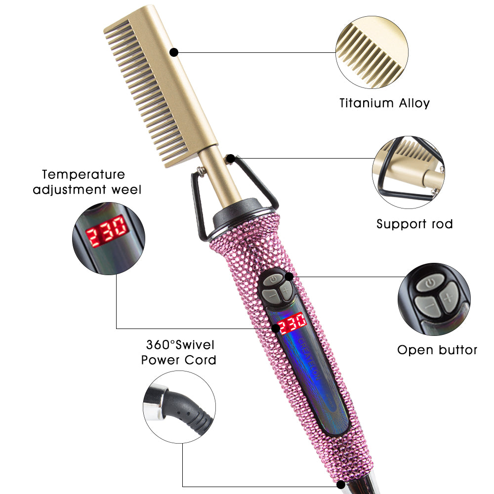 Crystal Heating Hair Styler Combs