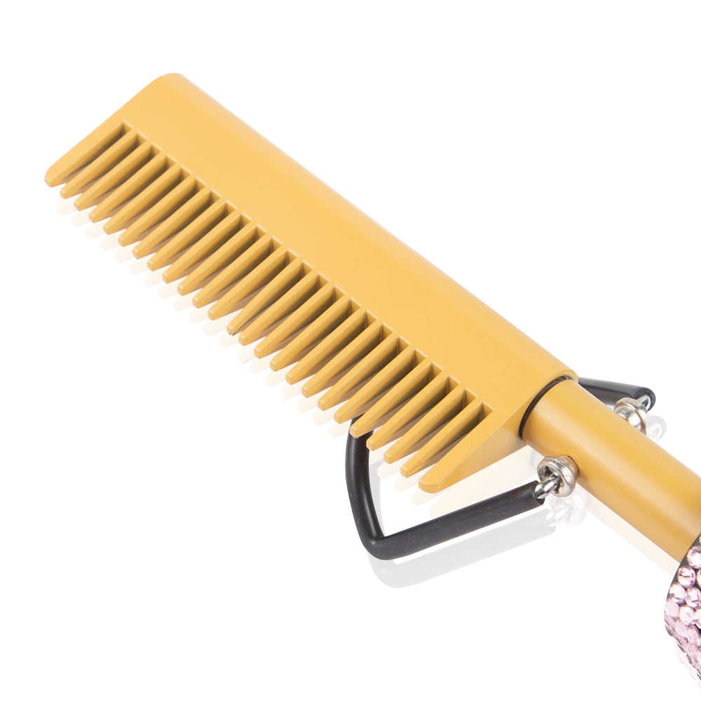 Hair Straightener Heating Comb with Rhinestone