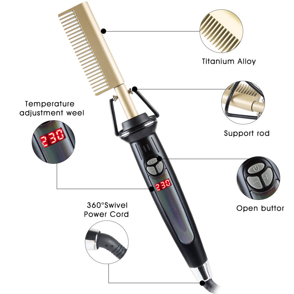 Hair Straightening Brush Comb LCD Display