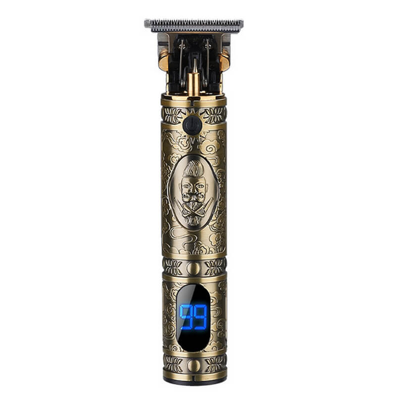 LCD Carving HAIR Clipper Stylish Men Beard Shaver Gold