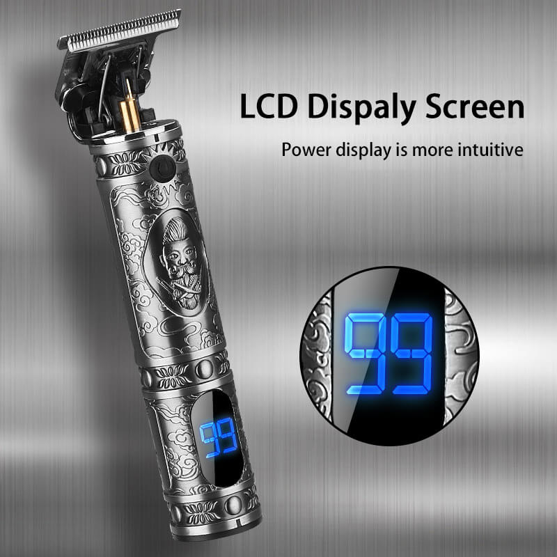 LCD Carving HAIR Clipper Stylish Men Beard Shaver Gold