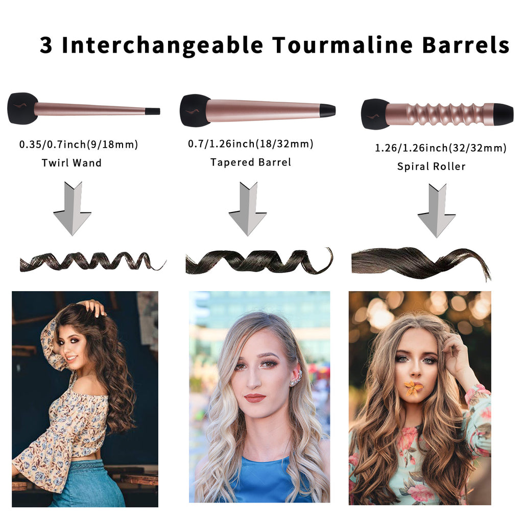 Interchangeable 3 in 1 Hair Curler Wand