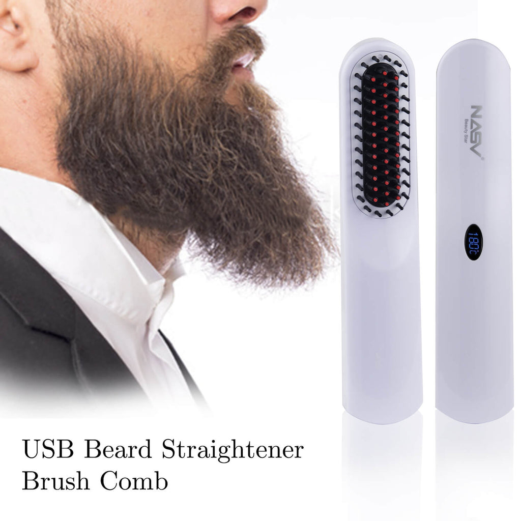 Men Style Cordless Beard Straightener Hair Brush Tools